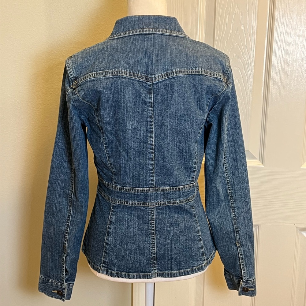 Axcess Peplum Denim Jacket With Stretch - Picture 4 of 8
